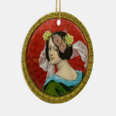 ROMANTISCHE VROUW MET STROMEN  ENAMEL KERAMISCH ORNAMENT (Rechts)