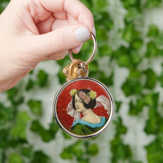ROMANTISCHE VROUW MET STROMEN  ENAMEL SLEUTELHANGER (Hand)