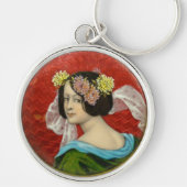 ROMANTISCHE VROUW MET STROMEN  ENAMEL SLEUTELHANGER (Voorkant)