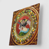 ROMANTISCHE VROUW MET STROMEN  ENAMEL VIERKANTE KLOK (Hoek)