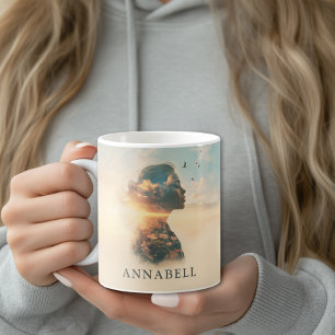 Romantische Vrouw Natuur Silhouette Custom Koffiemok