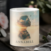 Romantische Vrouw Natuur Silhouette Custom Koffiemok