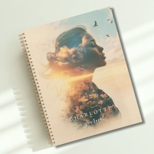 Romantische Vrouw Natuur Zonsondergang Inspirerend Planner