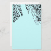 ROMANTISCHE VROUW, ROZEN EN NATUUR Zwart Blauwgroe Briefpapier (Voorkant / Achterkant)