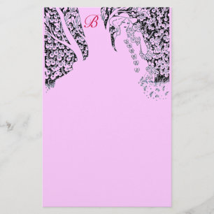 ROMANTISCHE VROUW, ROZEN, NATUUR Lila monogram zwa Briefpapier