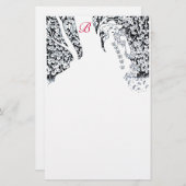 ROMANTISCHE VROUW, ROZEN, NATUUR Zwart Wit Monogra Briefpapier (Voorkant / Achterkant)