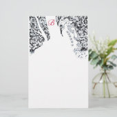 ROMANTISCHE VROUW, ROZEN, NATUUR Zwart Wit Monogra Briefpapier (Staand voorkant)