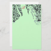 ROMANTISCHE VROUW, ROZEN, NATUUR zwarte groene mon Briefpapier (Voorkant / Achterkant)