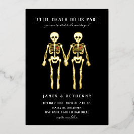 Romantische Vrouw Skeletten Folie Uitnodiging
