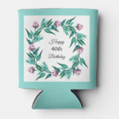 Romantische Vrouwelijke Bloemen 40e Verjaardag Blikjeskoeler (Voorkant)
