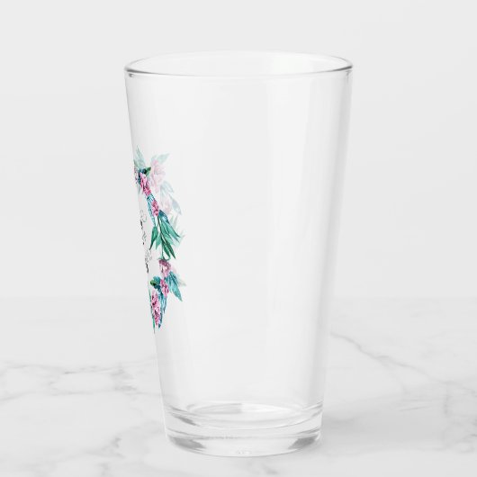 Romantische Vrouwelijke Bloemen 40e Verjaardag Glas (Links)