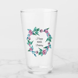 Romantische Vrouwelijke Bloemen 40e Verjaardag Glas