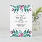 Romantische Vrouwelijke Bloemen 40e Verjaardag Kaart (Staand voorkant)