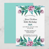 Romantische Vrouwelijke Bloemen 40e Verjaardag Kaart (Voorkant / Achterkant)