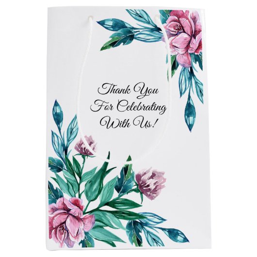 Romantische Vrouwelijke Bloemen 40e Verjaardag Medium Cadeauzakje (Voorkant)