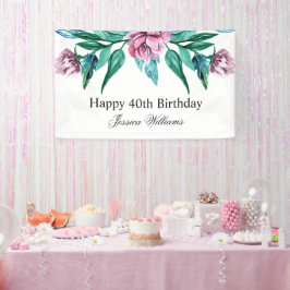 Romantische Vrouwelijke Bloemen 40e Verjaardag Spandoek