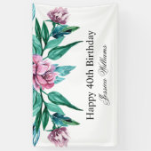 Romantische Vrouwelijke Bloemen 40e Verjaardag Spandoek (Verticaal)