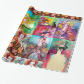 ROMANTISCHE VROUWEN EN MASKERADE FEITEN CADEAUPAPIER (Uitgerold)