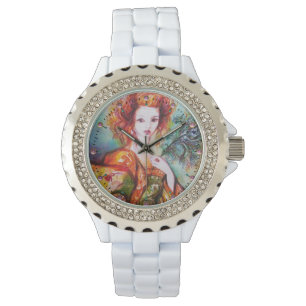 ROMANTISCHE VROUWEN MET PEACOCK VERDER HORLOGE