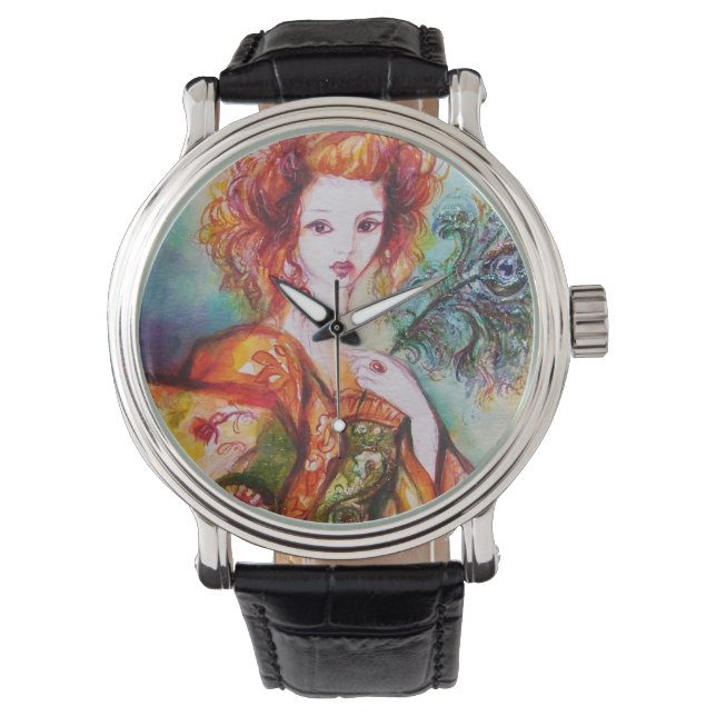 ROMANTISCHE VROUWEN MET PEACOCK VERDER HORLOGE (Voorkant)