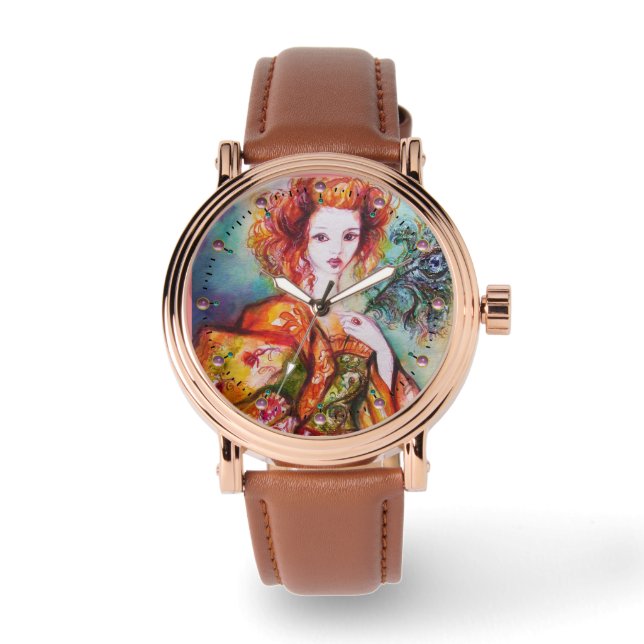 ROMANTISCHE VROUWEN MET PEACOCK VERDER HORLOGE (Voorkant)