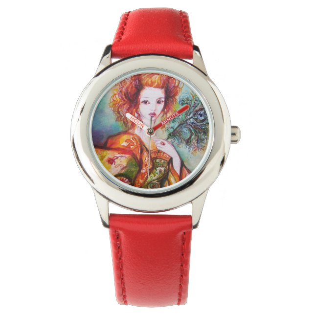 ROMANTISCHE VROUWEN MET PEACOCK VERDER HORLOGE (Voorkant)