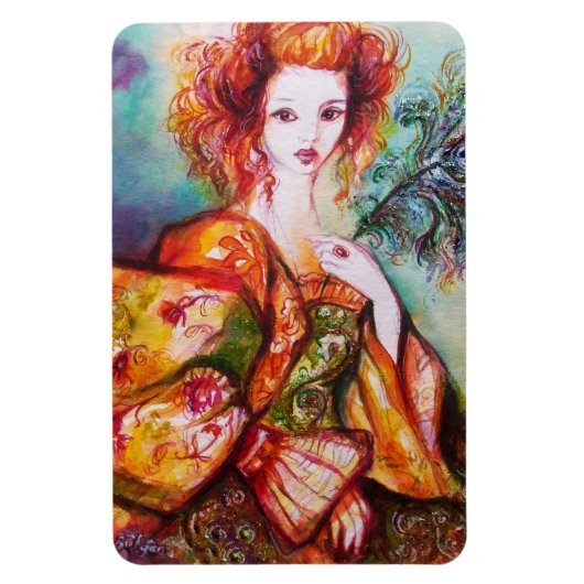 ROMANTISCHE VROUWEN MET PEACOCK VERDER MAGNEET (Verticaal)