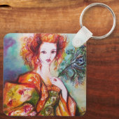 ROMANTISCHE VROUWEN MET PEACOCK VERDER SLEUTELHANGER (Achterkant)