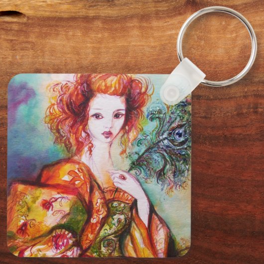 ROMANTISCHE VROUWEN MET PEACOCK VERDER SLEUTELHANGER (Achterkant)