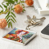 ROMANTISCHE VROUWEN MET PEACOCK VERDER SLEUTELHANGER (Zijkant)