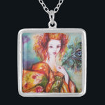 ROMANTISCHE VROUWEN MET PEACOCK VERDER ZILVER VERGULDEN KETTING<br><div class="desc">Origineel hedendaags schilderij met gouden folie en lichtgevende kleuren in helder groen,  geel sinaasappel,  blauwgroen,  turquase,  wit .Elegant,  mooi,  gesofisticeerd brunetvrouwtje,  rood,  groen mousserend goudweefsel van een barokke kostuum met pekveren. Schilting door Bulgan Lumini (c).</div>