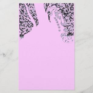 ROMANTISCHE VROUWEN, ROZEN EN NATUUR, zwart roze Briefpapier