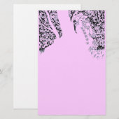 ROMANTISCHE VROUWEN, ROZEN EN NATUUR, zwart roze Briefpapier (Voorkant / Achterkant)