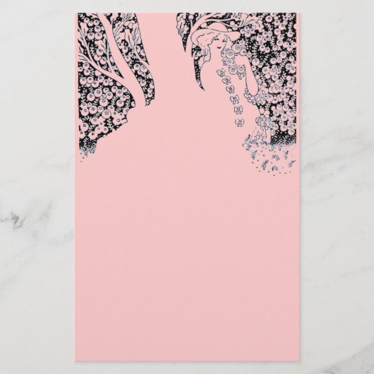 ROMANTISCHE VROUWEN, ROZEN EN NATUUR, zwart roze Briefpapier (Voorkant)