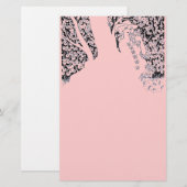 ROMANTISCHE VROUWEN, ROZEN EN NATUUR, zwart roze Briefpapier (Voorkant / Achterkant)