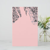 ROMANTISCHE VROUWEN, ROZEN EN NATUUR, zwart roze Briefpapier (Staand voorkant)