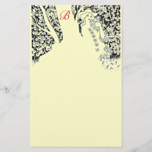 ROMANTISCHE VROUWEN, ROZEN, NATUUR zwarte crème-mo Briefpapier