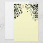 ROMANTISCHE VROUWEN, ROZEN, NATUUR zwarte crème-mo Briefpapier (Voorkant / Achterkant)