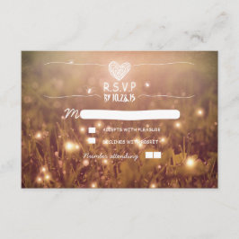 Romantische vuurvliegjes lichten bruiloft RSVP Kaartje