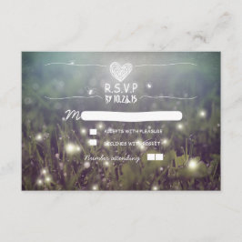 Romantische vuurvliegjes lichten bruiloft RSVP Kaartje
