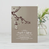 Romantische vuurvliegjes mason jar bruiloft uitnod kaart (Staand voorkant)