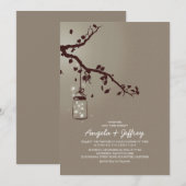 Romantische vuurvliegjes mason jar bruiloft uitnod kaart (Voorkant / Achterkant)