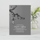 Romantische vuurvliegjes mason jar verlovingsfeest kaart (Staand voorkant)