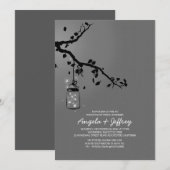 Romantische vuurvliegjes mason jar verlovingsfeest kaart (Voorkant / Achterkant)