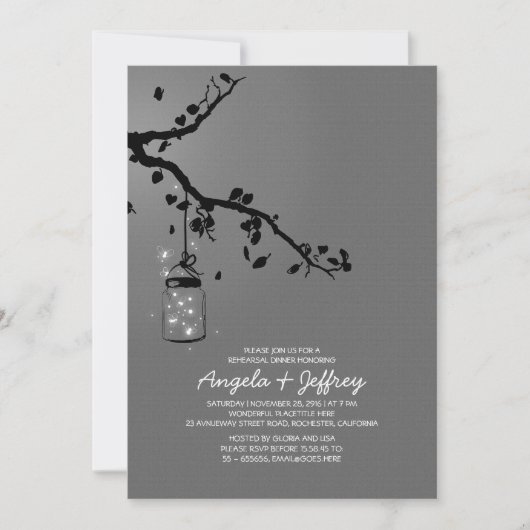 Romantische vuurvliegjes metselaar potje repetitie kaart (Voorkant)