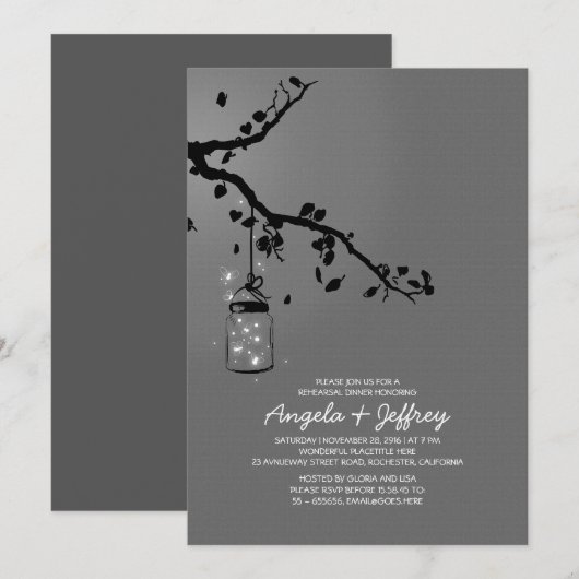 Romantische vuurvliegjes metselaar potje repetitie kaart (Voorkant / Achterkant)