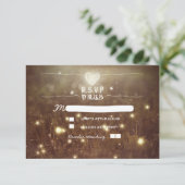 Romantische vuurvliegjes rustieke lichten bruiloft RSVP kaartje (Staand voorkant)