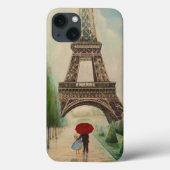 Romantische wandelaars in de Eiffeltoren Case-Mate iPhone Case (Achterkant)