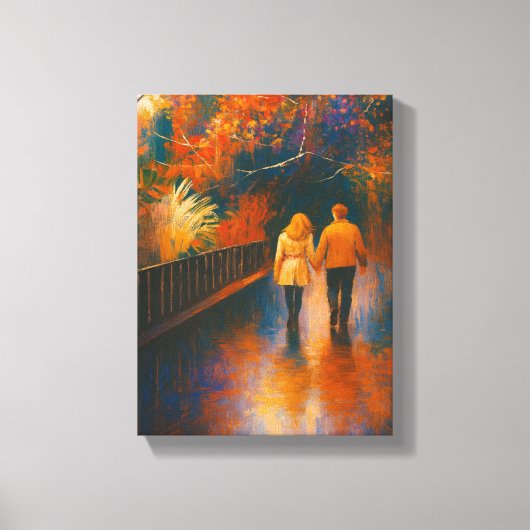 Romantische wandeling Autumn Canvas Muurkunst (Voorkant)