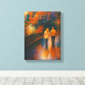 Romantische wandeling Autumn Canvas Muurkunst Afdruk (Insitu (Houten vloer))